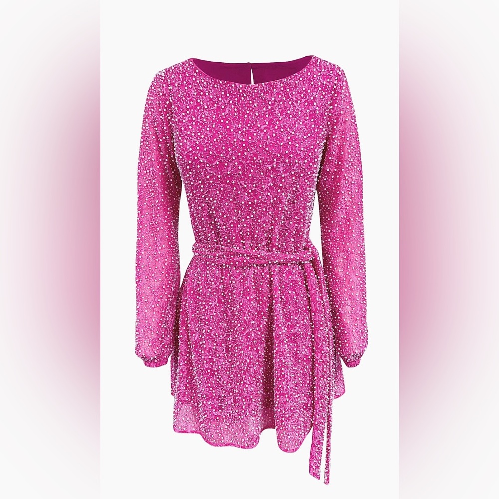 Dress the Population Pink Long Sleeve Dress